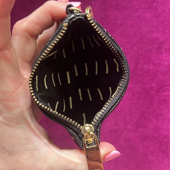 NEW Rebecca Minkoff Gold Studs Black Leather Keyring Coin Pouch - Picture 4 of 4